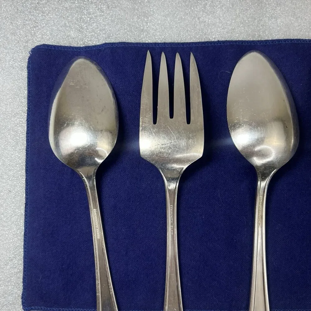3 Sets Oneida Community Plate Adam 1917 Cold Meat Serving Fork & Spoon